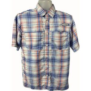 Habit Mens Multicolor Fishing Shirt Small Blue Plaid UPF 40 Vented Blue Quartz